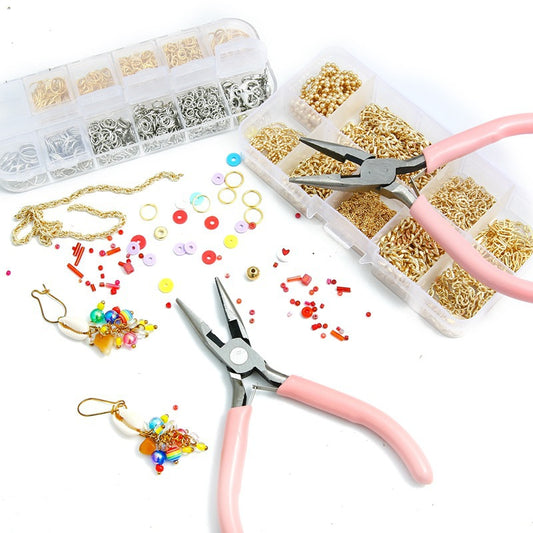 Close-up of jewelry pliers in use for beading and repair
