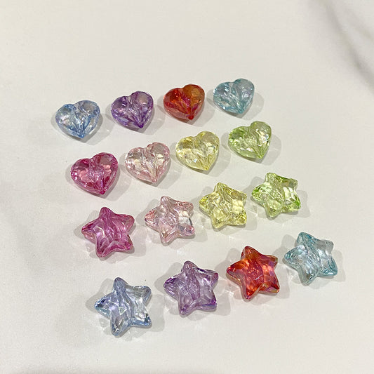 Close-up of colorful DIY acrylic beads with glossy finish