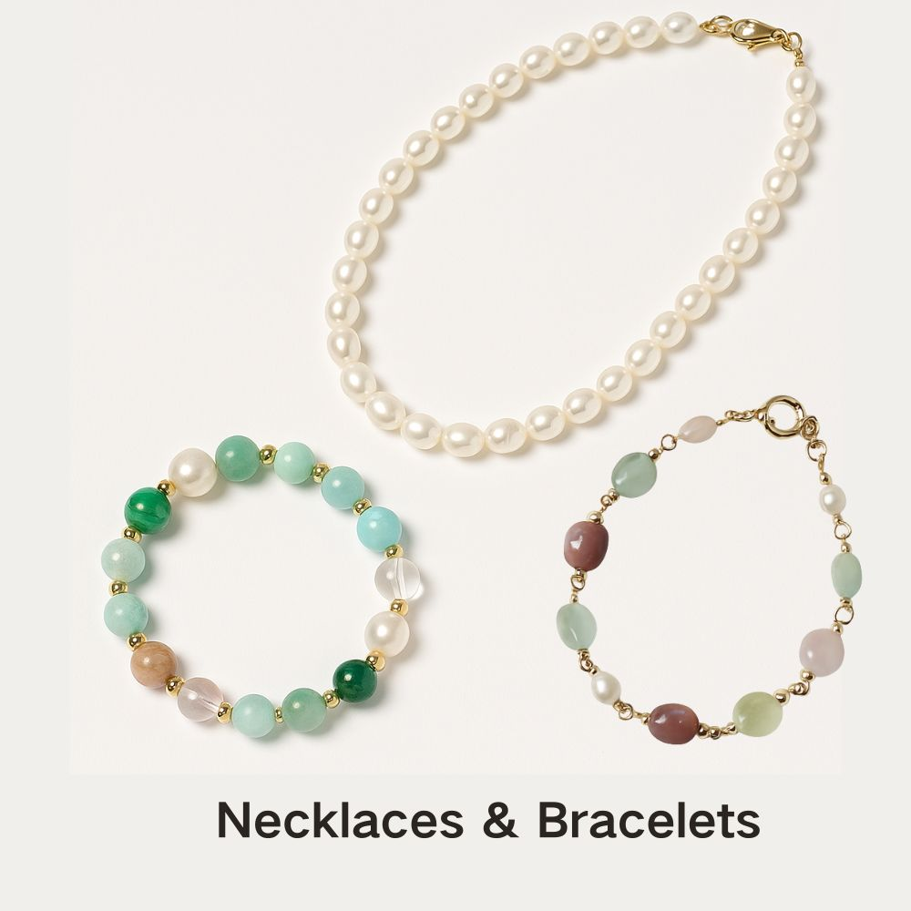 Handmade necklaces and bracelets crafted from pearls, crystals, and acrylic beads — perfect for layering and gifting.