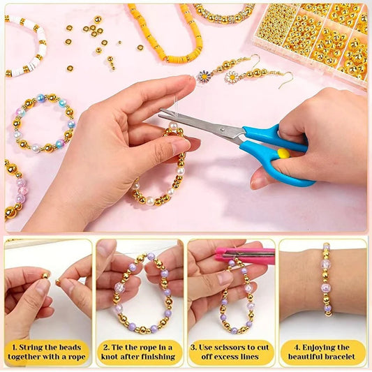 Hand Display of Mixed Gold Spacer Beads with Sizes
