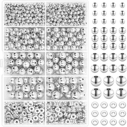 Silver Alloy Spacer Beads Assortment in Storage Box