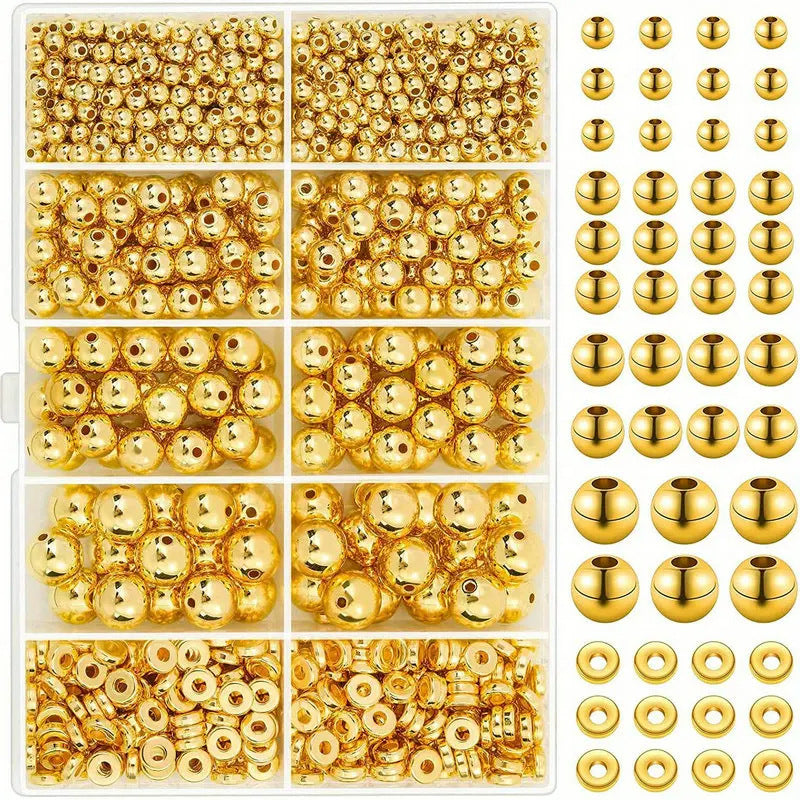 Gold Alloy Spacer Beads Assortment in Storage Box
