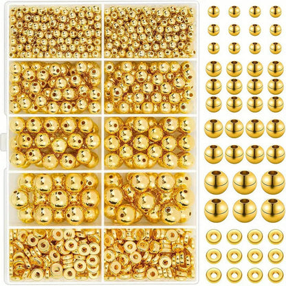 Gold Alloy Spacer Beads Assortment in Storage Box