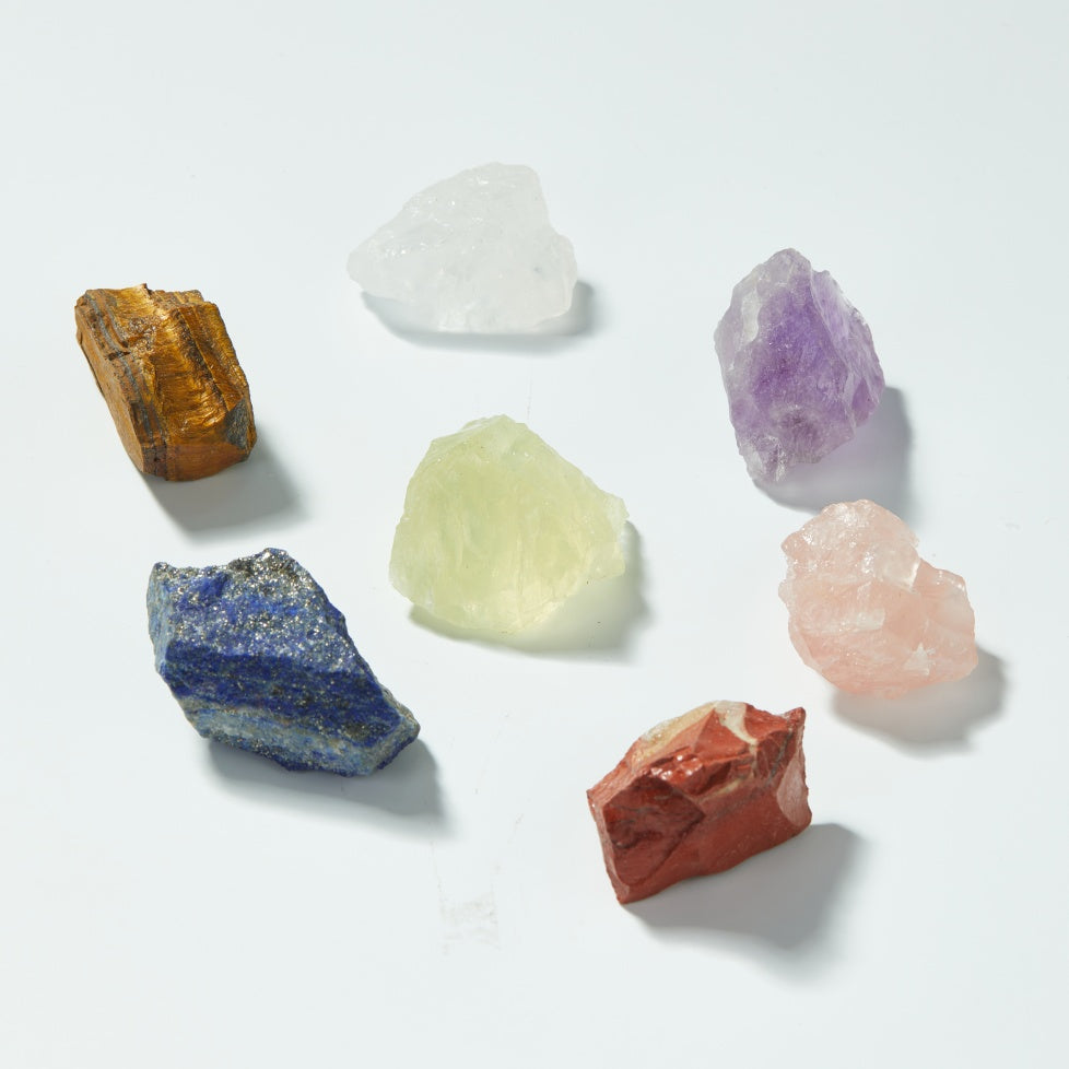Complete Chakra Crystal Set - Explore the full spectrum of healing with our EHG set, featuring hand-selected Chakra Stones including Clear Quartz, Red Jasper, Lapis Lazuli, Tiger's Eye, Citrine, Rose Quartz, and Amethyst. Each stone, aligned for optimal Chakra Healing, boosts energy flow and spiritual equilibrium