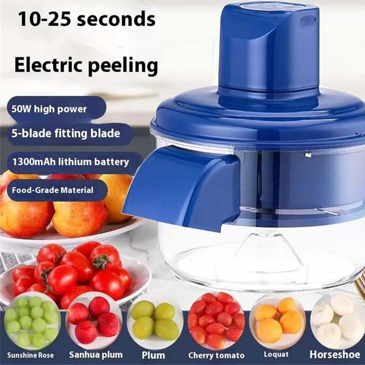 Grape Peeling Machine, 2025 Upgraded New Electric Automatic Garlic Peeler Machine, Rechargeable Home Kitchen Aid Peeler, Small Commercial Fruit Skin Remover Tool for Cherry, Tomatoes
