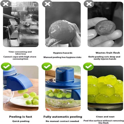 Grape Peeling Machine, 2025 Upgraded New Electric Automatic Garlic Peeler Machine, Rechargeable Home Kitchen Aid Peeler, Small Commercial Fruit Skin Remover Tool for Cherry, Tomatoes