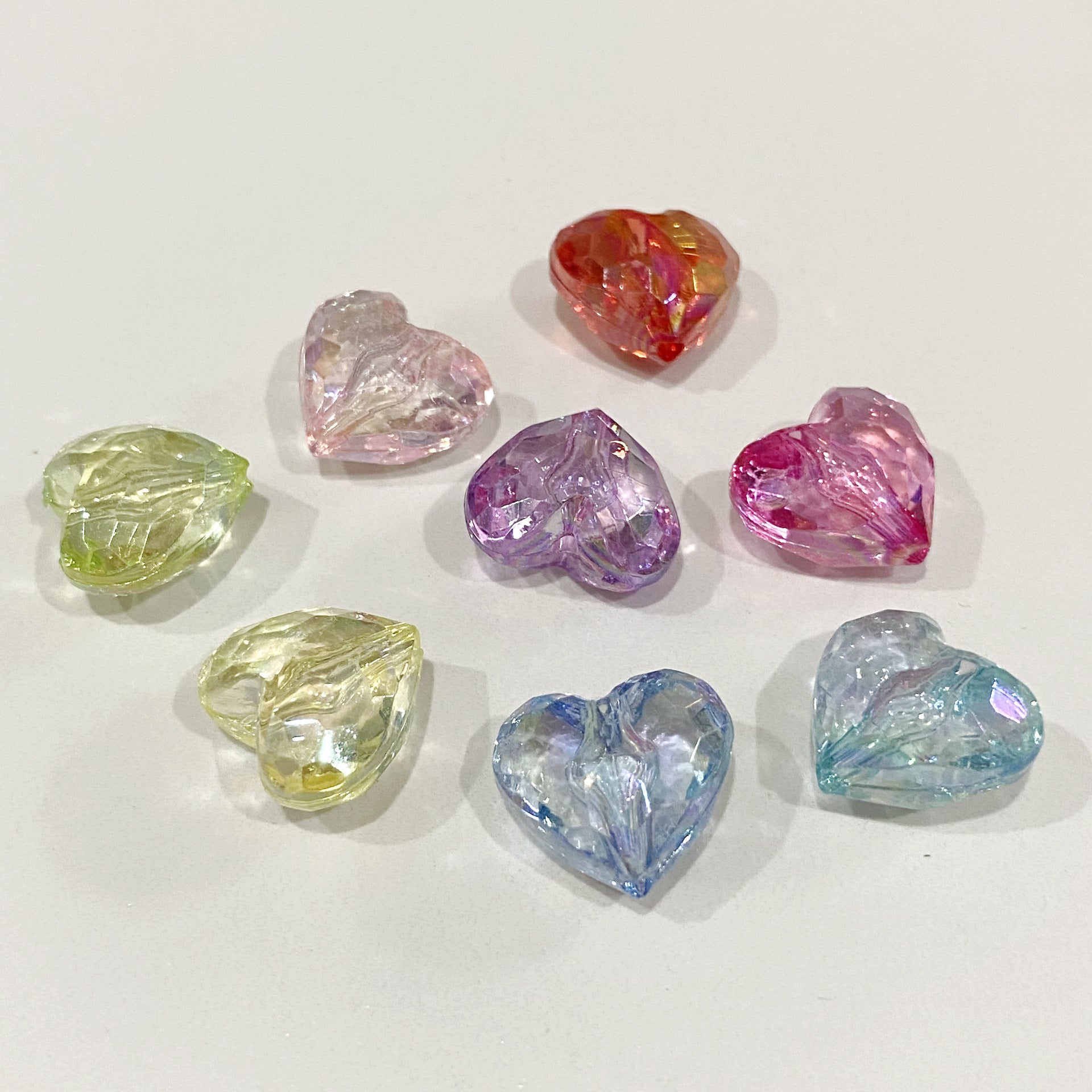 Colorful heart and star-shaped acrylic beads for DIY crafts