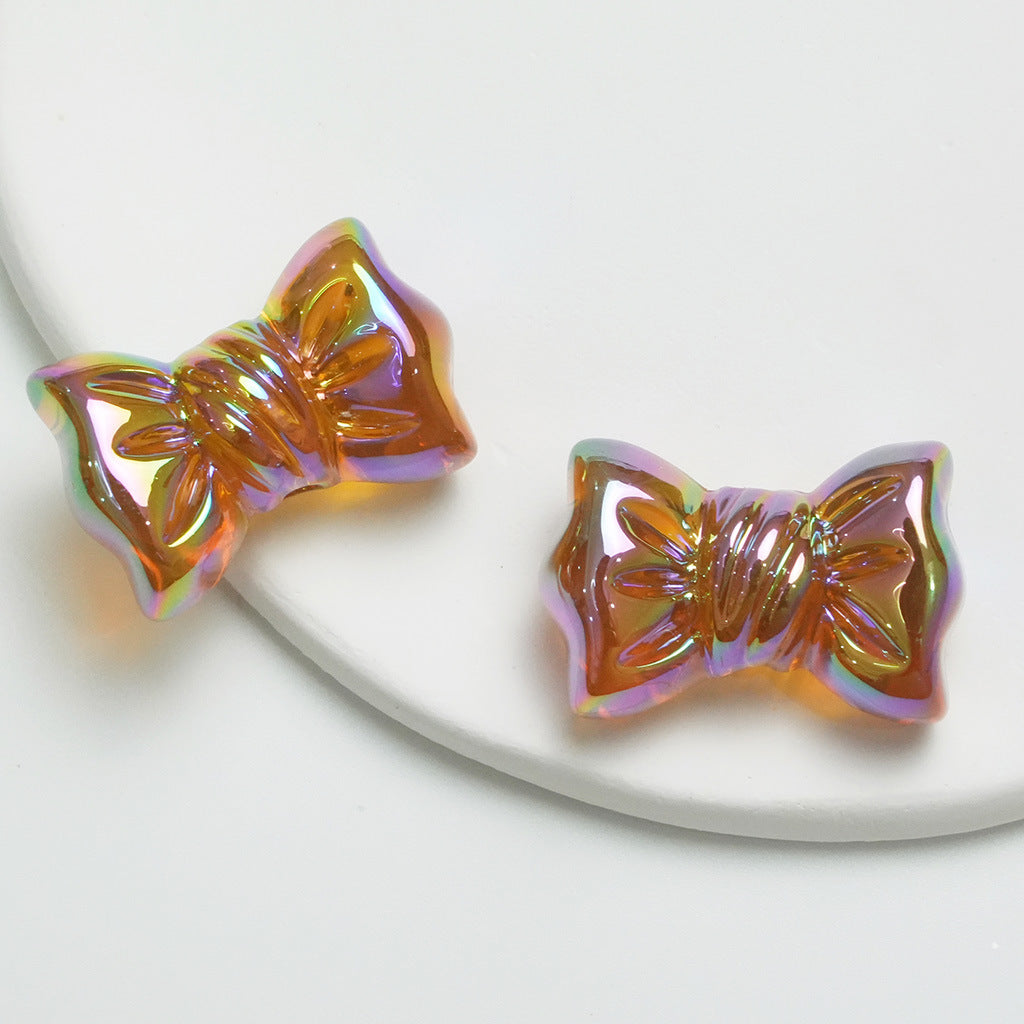 Glossy transparent candy bow-shaped beads for DIY crafting