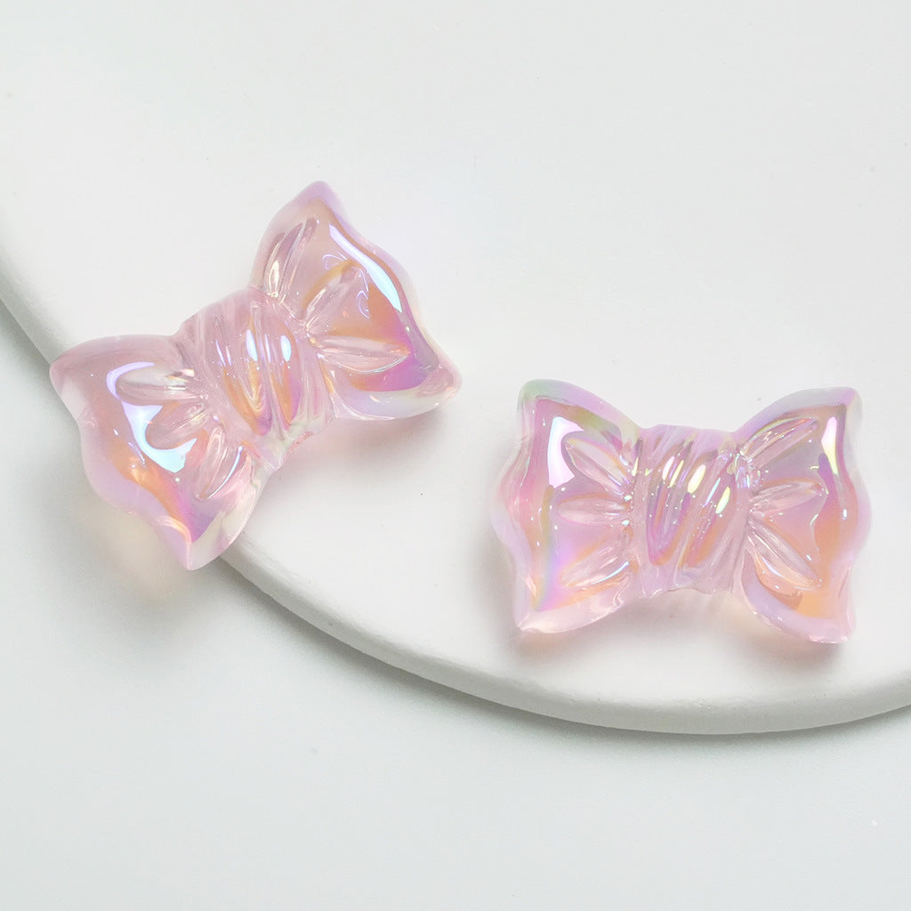 Glossy transparent candy bow-shaped beads for DIY crafting