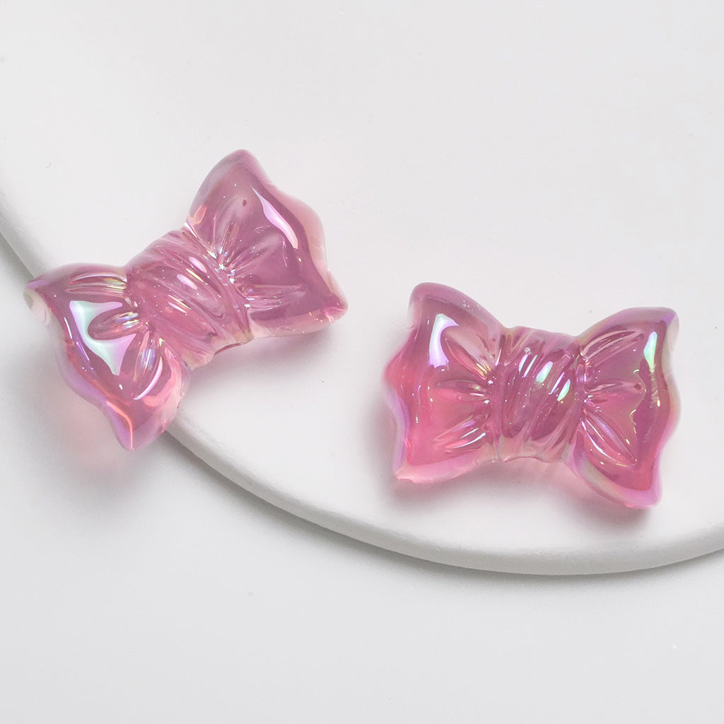 Glossy transparent candy bow-shaped beads for DIY crafting