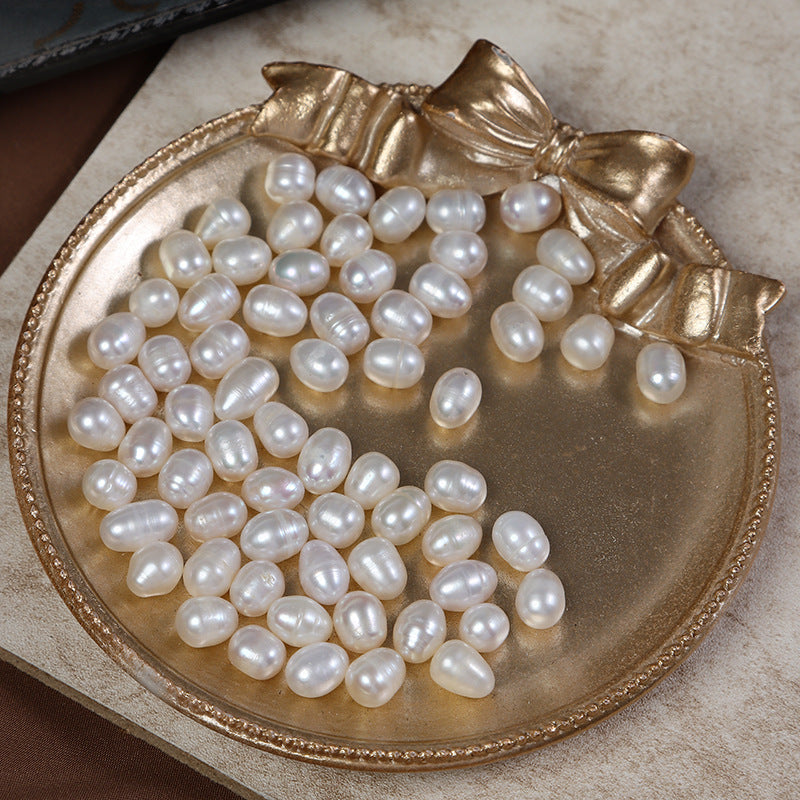 Natural freshwater rice pearl beads 6-7mm with ridged surface for jewelry making

