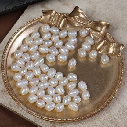 Natural freshwater rice pearl beads 6-7mm with ridged surface for jewelry making

