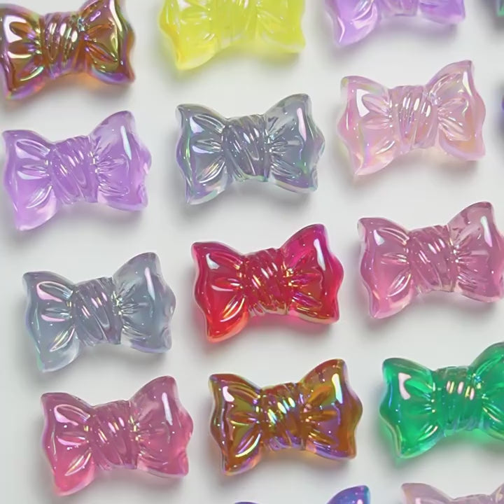 Colorful UV-plated acrylic candy bow beads in transparent mixed colors